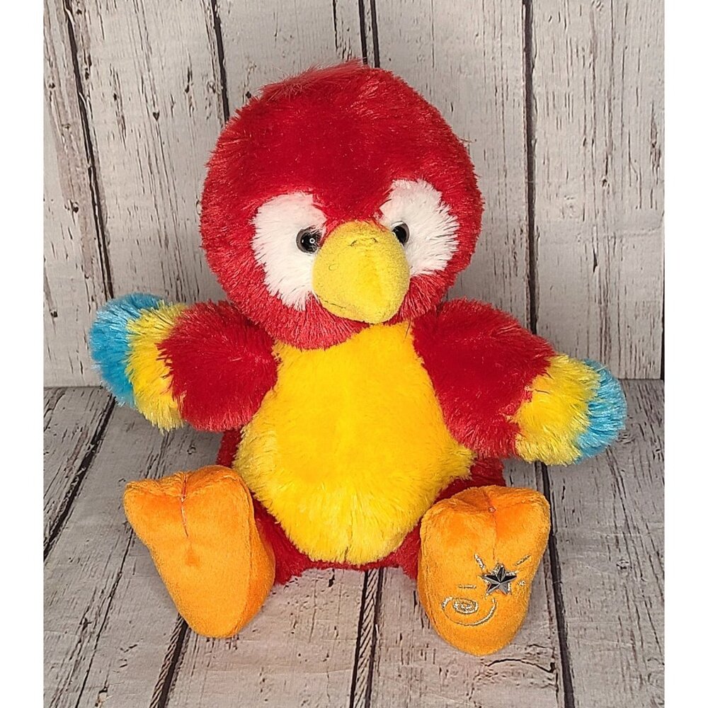 12" Vintage Shining Stars Russ Berrie Red Macaw Parrot Bird Plush Stuffed Animal